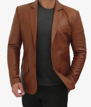 Mens's Casual Brown Leather Blazer and Leather sport coat