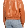 Women's Camel Brown Leather Bomber Jacket