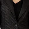 Women's Quilted Black Leather Blazer