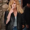 Kelly Reilly Yellowstone Beth Dutton Black Leather Biker Jacket