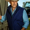 Kevin Costner Yellowstone John Dutton Blue Quilted Vest