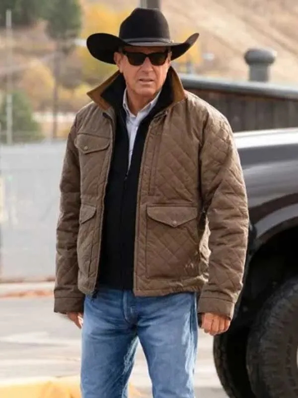 Kevin Costner Yellowstone John Dutton Brown Quilted Jacket