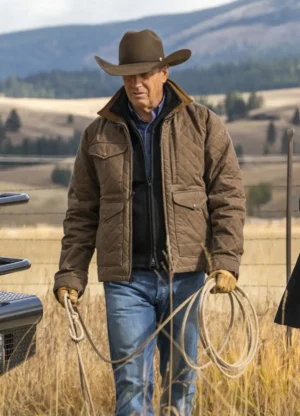 Kevin Costner Yellowstone John Dutton Brown Quilted Jacket