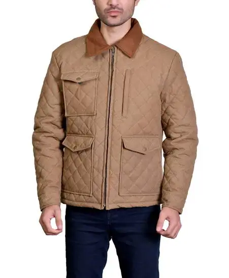 Kevin Costner Yellowstone John Dutton Brown Quilted Jacket front