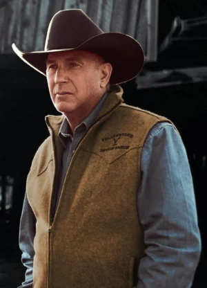 Kevin Costner Yellowstone John Dutton Brown Wool Vest