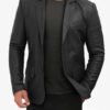 Men’s Casual Black Leather Blazer