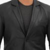 Men’s Casual Black Leather Blazer collor