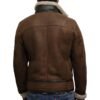 Men's Vintage Brown Sheepskin Shearling Leather Jacket Back