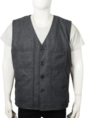 Yellowstone John Dutton Grey Wool Vest TheLeatherJacketer 001