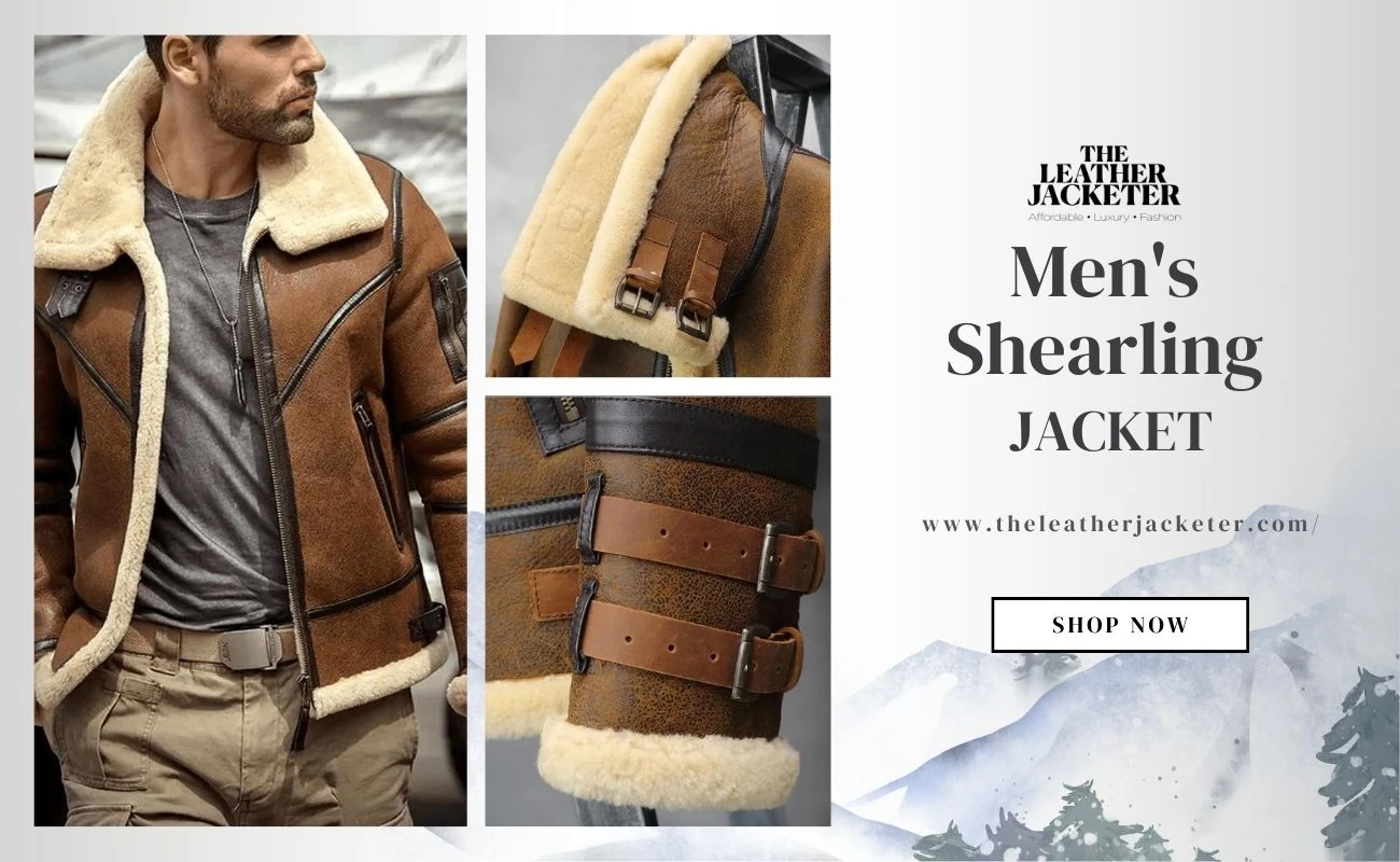 Men's Brown Shearling Leather Jacket