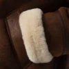 Women's Brown Aviator B3 Bomber Sheepskin Leather Jacket Cuff