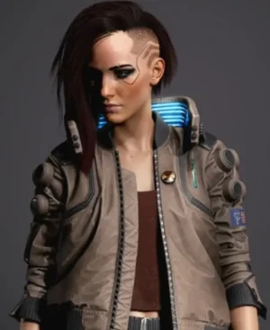 Cyberpunk 2077 Edgerunners Miss V Bomber Leather Jacket TheLeatherJacketer 001