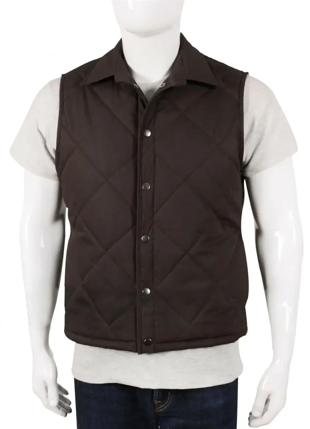 John Dutton Brown Quilted Vest Yellowstone TheLeatherJacketer 001