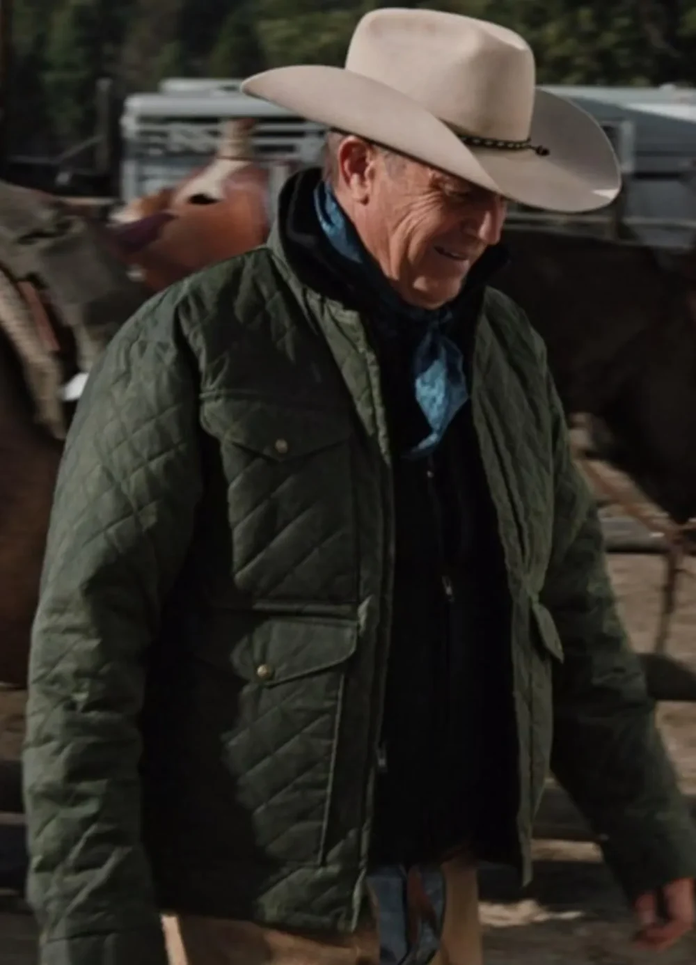 John Dutton Green Quilted Jacket Yellowstone TheLeatherJacketer 001