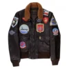 Top Gun-2 Bomber Shearling Leather Flight Jacket - Image 3