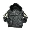 David Puddy 8 Ball Black Leather Bomber Jacket