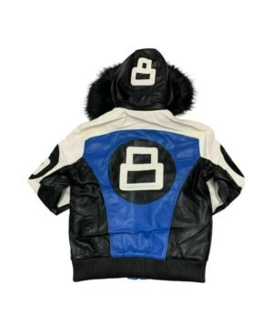 Alternative view of Robert Phillipe Blue 8 Ball Jacket with Fur Hood