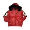 8 Ball Red Leather Hooded Jacket