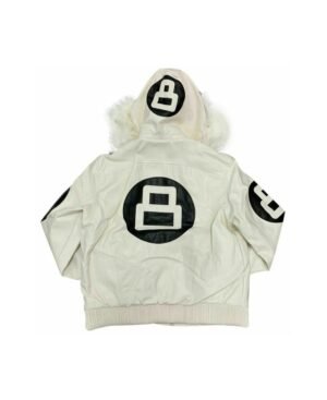 Alternative view of 8 Ball White Leather Bomber Jacket