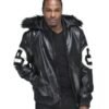 David Puddy 8 Ball Black Leather Bomber Jacket