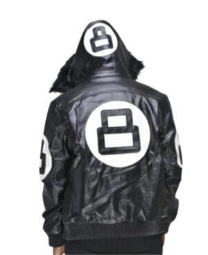 David Puddy 8 Ball Black Leather Bomber Jacket