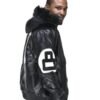 David Puddy 8 Ball Black Leather Bomber Jacket