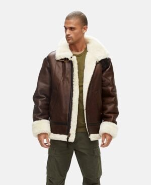 Mens Air Forces B3 Bomber Sheepskin Shearling Leather Jacket (2)