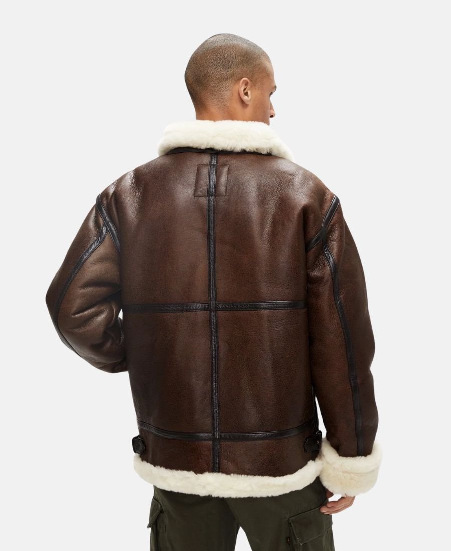 Mens Air Forces B3 Bomber Sheepskin Shearling Leather Jacket (3)