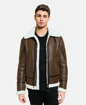 Mens Black Liner Shearling Leather Jacket (1)