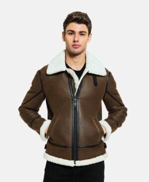 Mens Black Liner Shearling Leather Jacket (2)