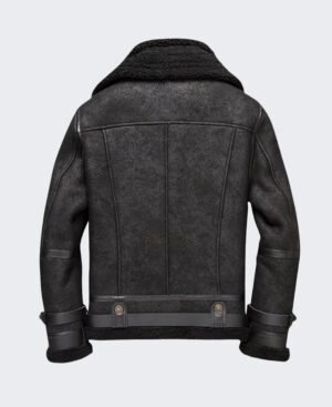 Oversized Black B3 Bomber Shearling Leather Jacket for Men (3)