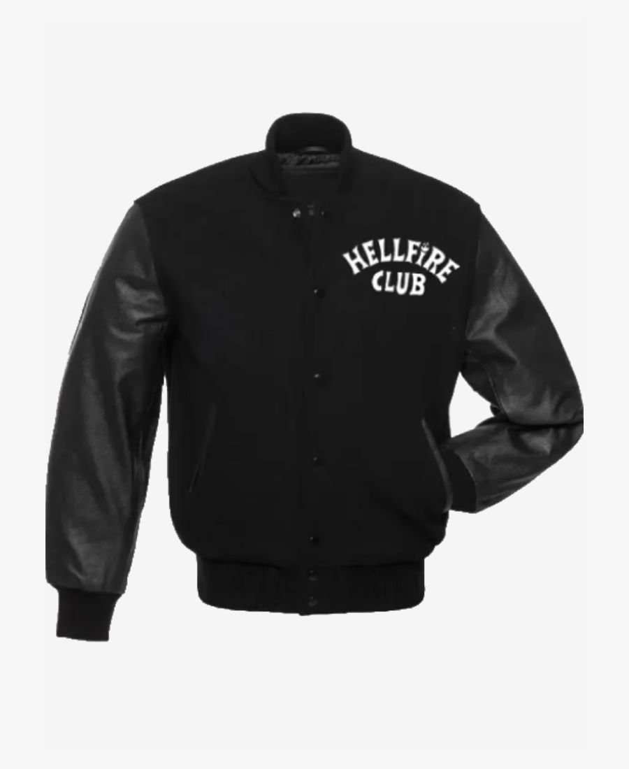 Stranger Things Hellfire Club Black Varsity Jacket (2)