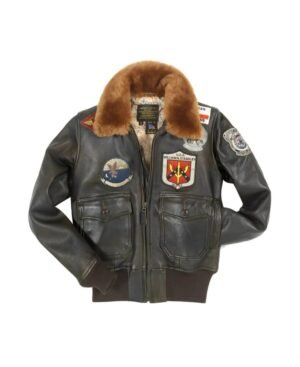 Alternative view of Women Top Gun Flight Bomber Shearling Leather Jacket