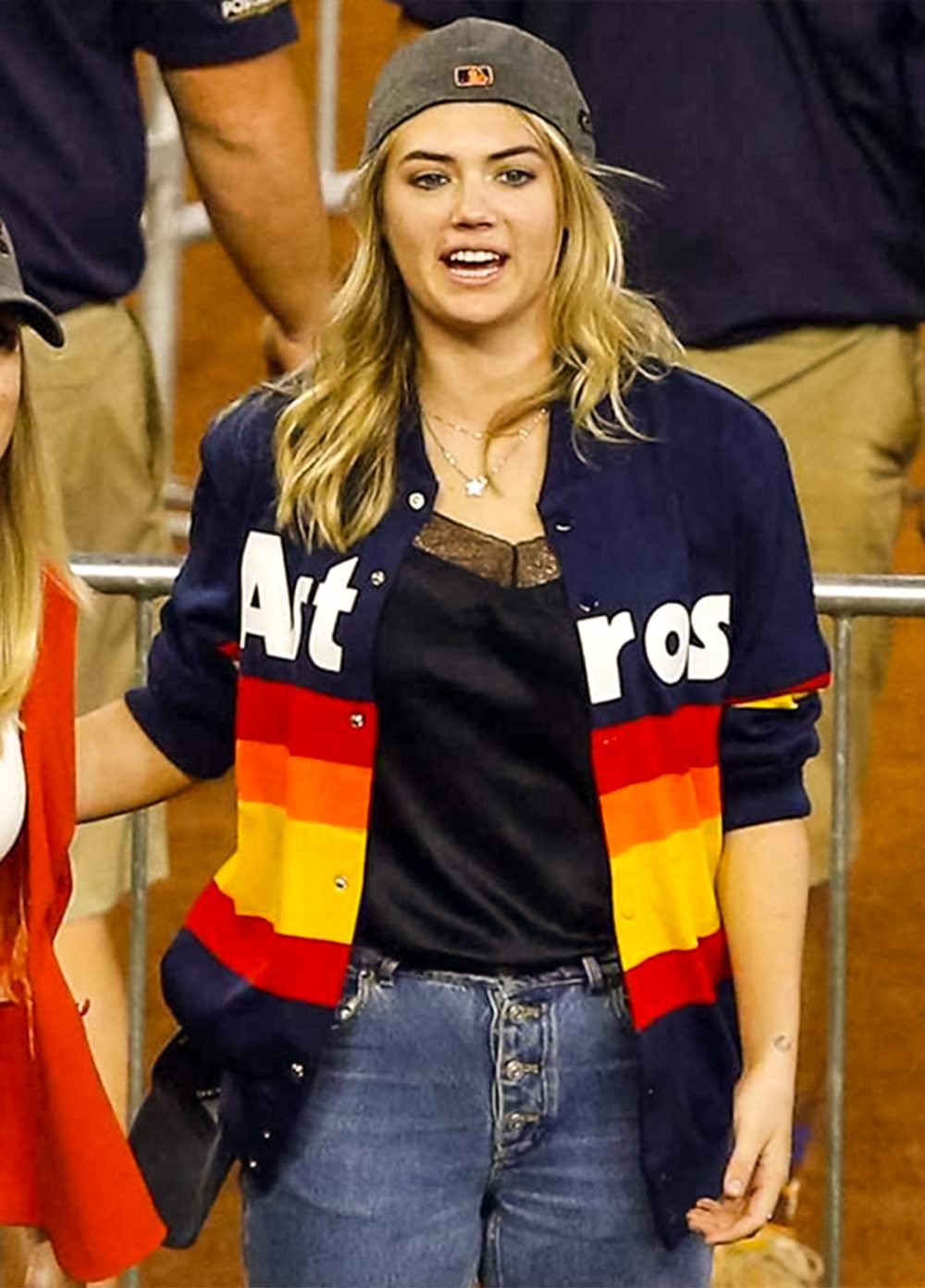 Alternative view of Kate Upton Astros Blue Sweater Jacket
