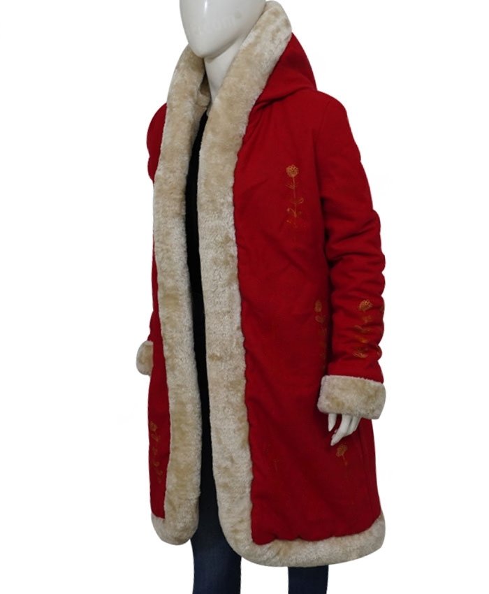 Mrs Claus The Christmas Chronicles Red Fur Collar Coat - Image 4