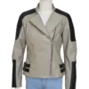 The Walking Dead Christian Serratos Grey Leather Jacket - Image 2