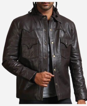 Alternative view of The Walking Dead Governor Black Leather Jacket