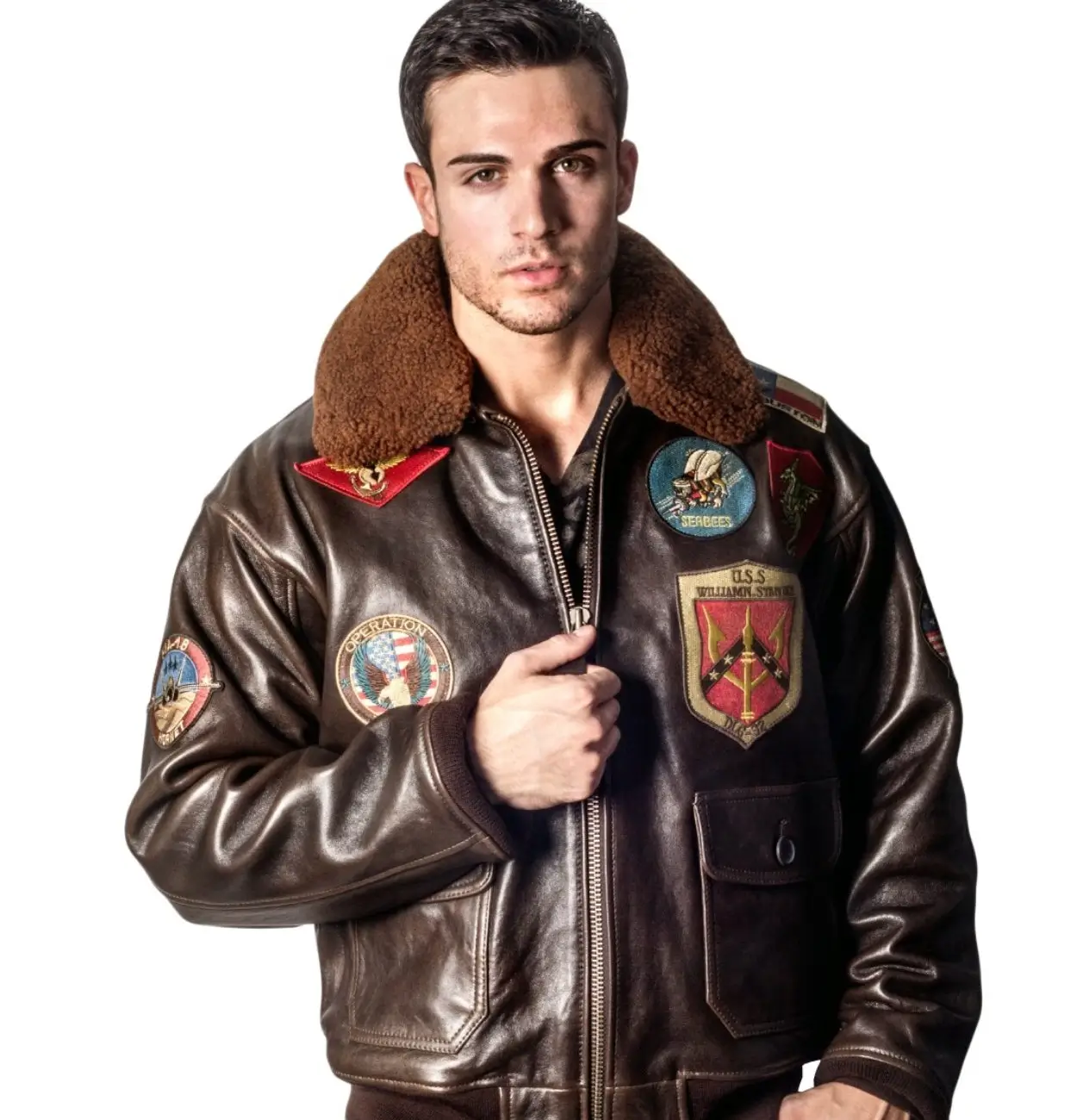 Top Gun Official Bomber Shearling Signature Series Jacket - Image 2