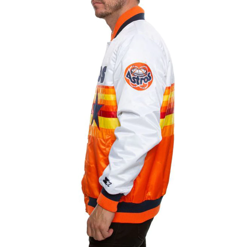 Vintage Houston Astros White/Orange Satin Jacket - Image 4