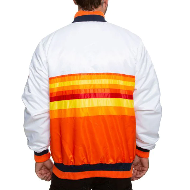 Vintage Houston Astros White/Orange Satin Jacket - Image 6
