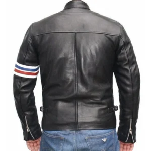 Alternative view of Peter Fonda Easy Rider Black Biker Sheep Leather Jacket
