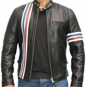 Peter Fonda Easy Rider Black Biker Sheep Leather Jacket