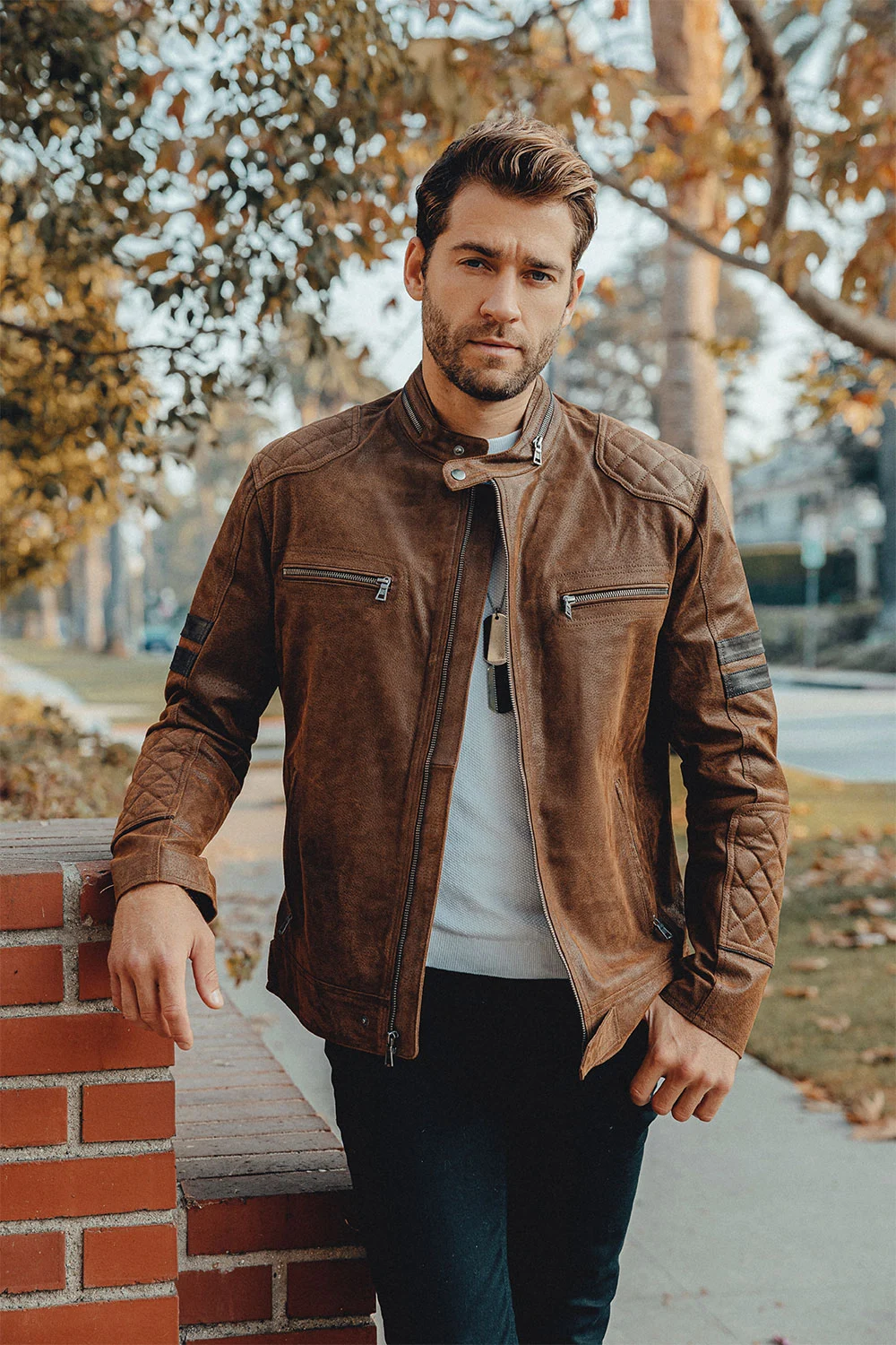 Denver Men's Brown Flavor Bomber Leather Jacket