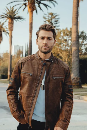 Alternative view of Denver Men's Brown Flavor Bomber Leather Jacket