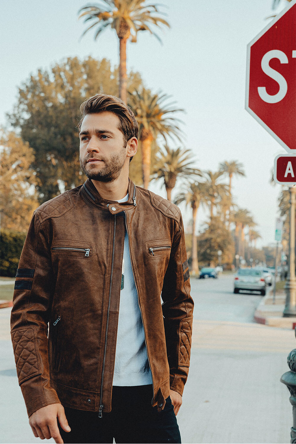 Denver Men's Brown Flavor Bomber Leather Jacket - Image 4