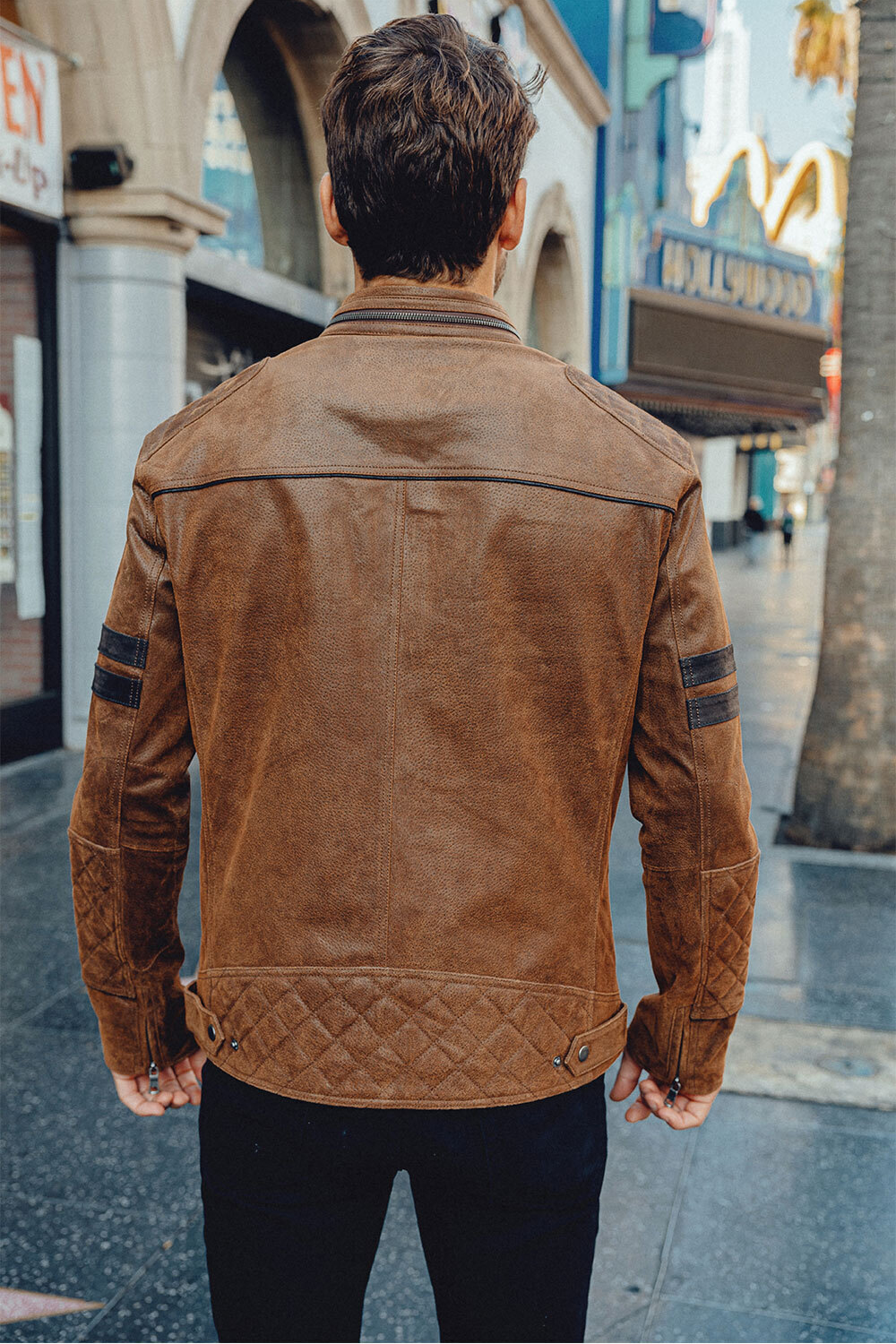 Denver Men's Brown Flavor Bomber Leather Jacket - Image 6