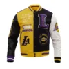 Los Angeles Lakers Color Block Wool & Leather Varsity Jacket