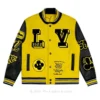LV Yellow and Black Letterman Varsity Leather Jacket