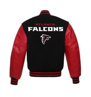 Alternative view of Atlanta Falcons Letterman Red and Black Varsity Jacket