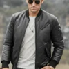Austin Men's Black Bomber Real Lambskin Flavor Leather Jacket - Image 2
